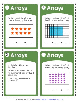 Multiplication: Basic Facts w/ Arrays Worksheet