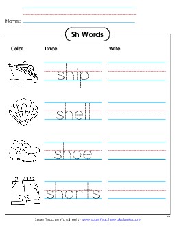 Trace and Write Phonics Digraphs Worksheet