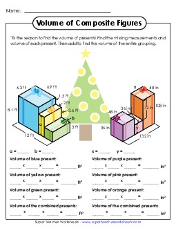 Volume of Composite Figures (Advanced) Worksheet