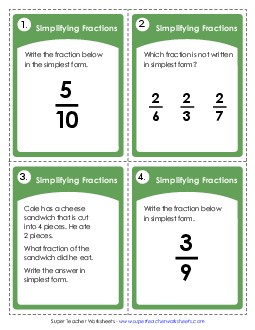 Fractions: Simplest Form Worksheet