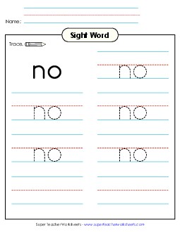 Trace the Word: No Sight Words Individual Worksheet