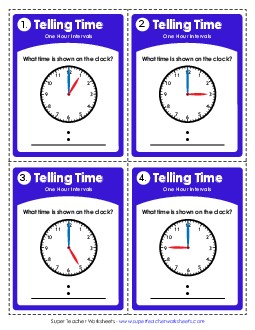 Task Cards: Clocks (Hours) Time Worksheet