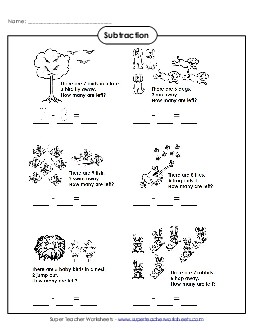 Subtraction Facts - Pictures Worksheet