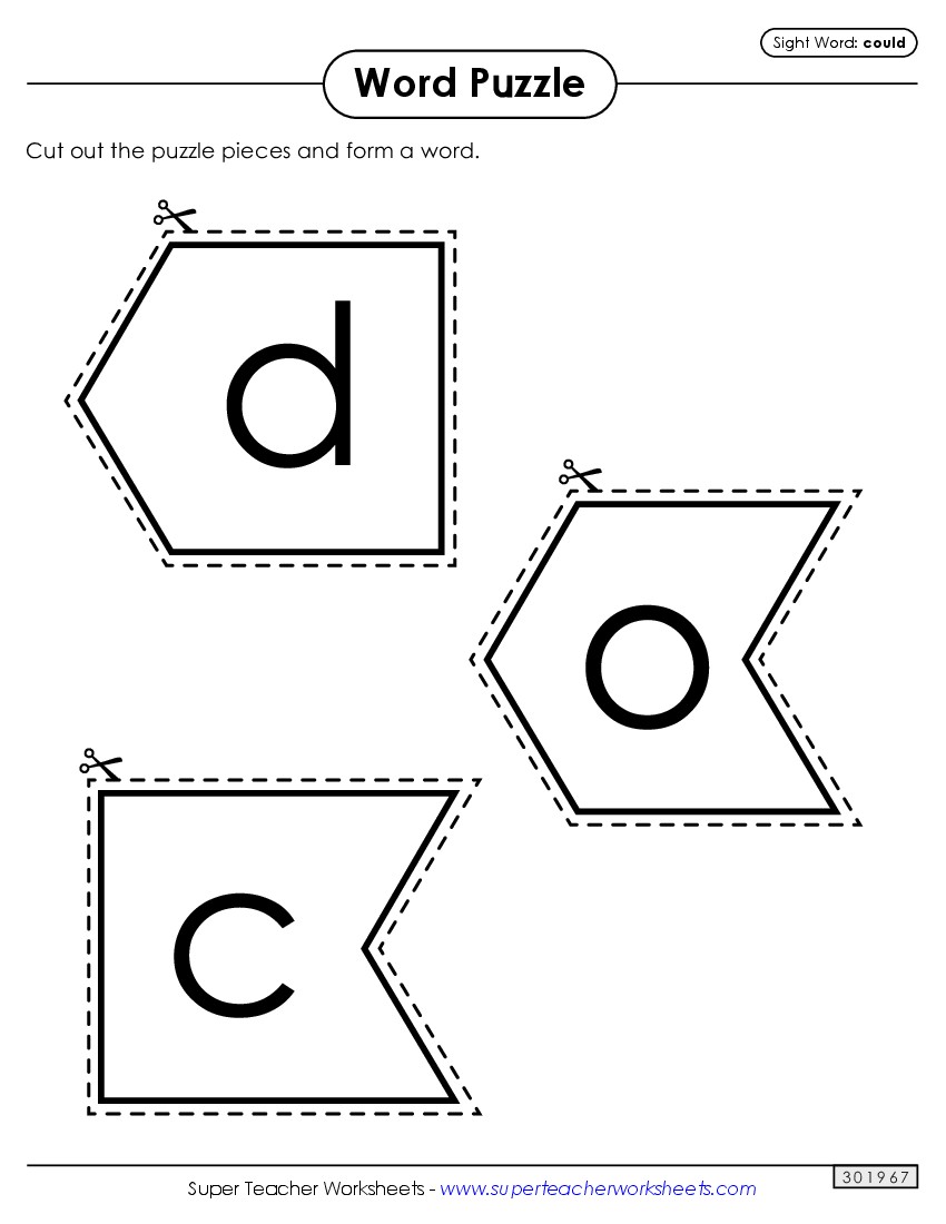 Word Puzzle: Could Sight Words Individual Worksheet