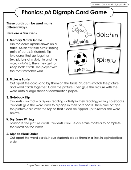 New PH Digraph Card Game Worksheet New PH Digraph Card Game Worksheet