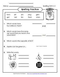 Spelling Practice (A-2) Free Spelling A Worksheet