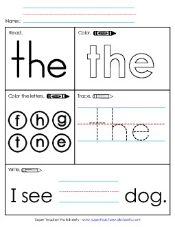 The (Sight Word) Free Sight Words Worksheet