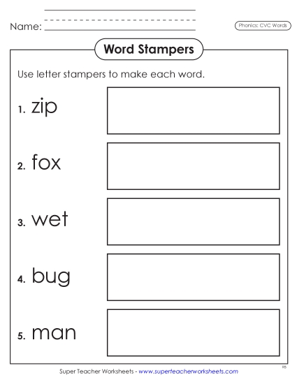 New Letter Stampers: CVC Words Worksheet New Letter Stampers: CVC Words Worksheet