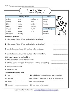 Question Worksheet (D-6) Spelling D Worksheet