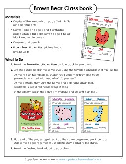 Make a Class Book Picture Book Brown Bear Worksheet