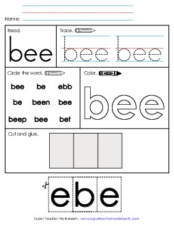 Bee (Sight Word) Sight Words Individual Worksheet