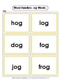 Flashcards (-og) Word Families Worksheet