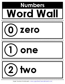 Word Wall: Numbers Counting Worksheet