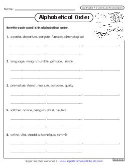 Alphabetical Order Worksheet (F-8) Spelling F Worksheet