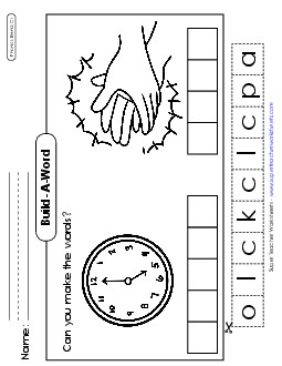 Build-a-Word #1: Clock and Clap Phonics Blends Worksheet