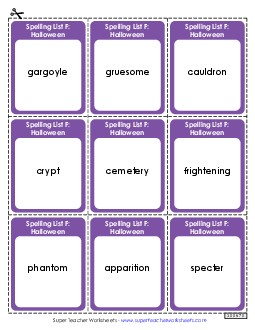 Flashcards (Halloween) Spelling F Worksheet