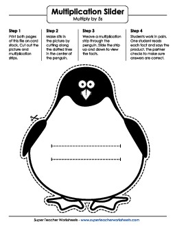 Math Slider: Penguin Multiplication Worksheet