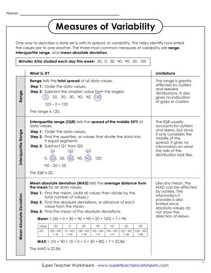 aMeasures of Variability Anchor Chart