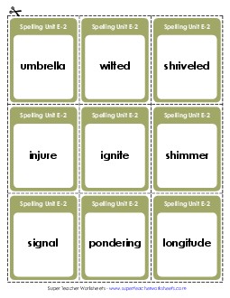 Flashcards (E-2) Free Spelling E Worksheet