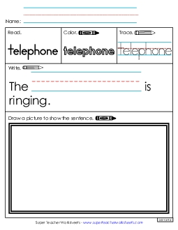 Worksheet 3: Telephone Free Sight Words Individual Worksheet