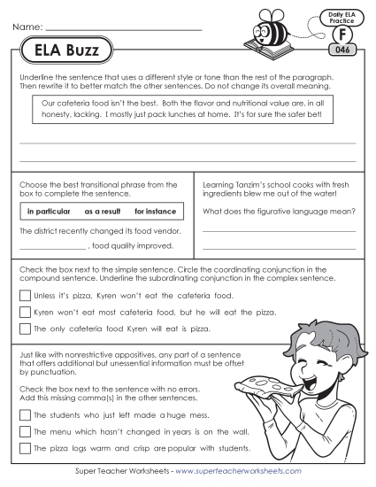 New 6th Grade ELA Buzz: Week 10<br>Worksheets 46 through 50 Worksheet New 6th Grade ELA Buzz: Week 10<br>Worksheets 46 through 50 Worksheet