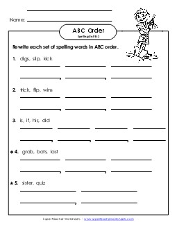 ABC Order - Word Sets (B-3) Free Spelling B Worksheet