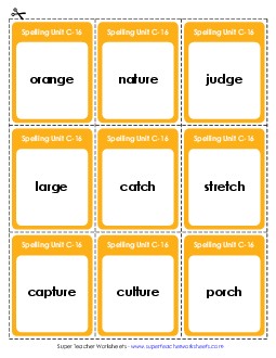 Flashcards (C-16) Spelling C Worksheet