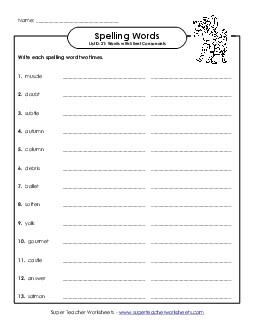 Write Twice (D-21) Spelling D Worksheet