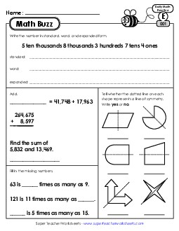 Daily Math Review - Math Buzz Worksheets Learning Tool