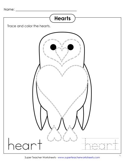 Hearts - Owl Geometry Worksheet