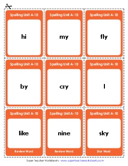 Flashcards (A-10) Spelling A Worksheet