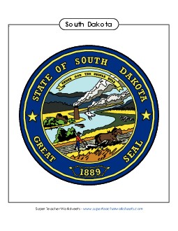 South Dakota State Seal (Full-Color Version) States Individual Worksheet