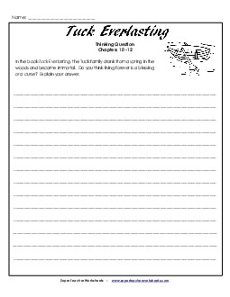 Chapters 10 -12: Critical Thinking Book Tuck Everlasting Worksheet