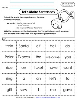 Let\'s Make Sentences Picture Book Polar Express Worksheet