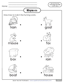 Rhyming Match Picture Book Green Eggs And Ham Worksheet