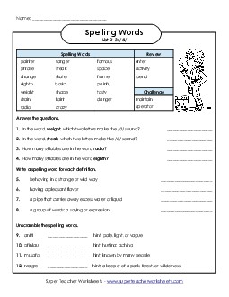 Questions Worksheet (D-3) Spelling D Worksheet