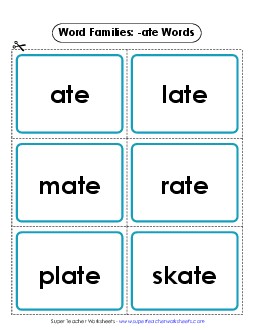 Flashcards (-ate) Word Families Worksheet