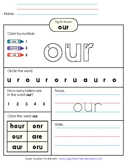 Worksheet 4: Our Sight Words Individual Worksheet