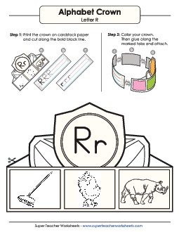 Crown: Letter R Alphabet Worksheet