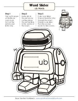 Word Slider (-ub Words) Word Families Worksheet