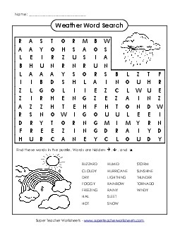 Weather Wordsearch Worksheet