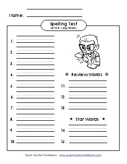 Spelling Test (B-8) Free Spelling B Worksheet