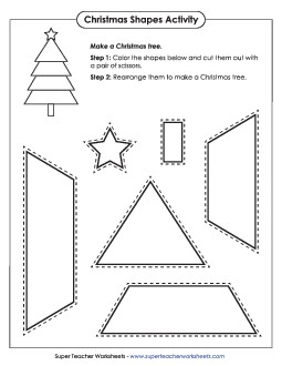 Cut and Glue Shapes Christmas Worksheet