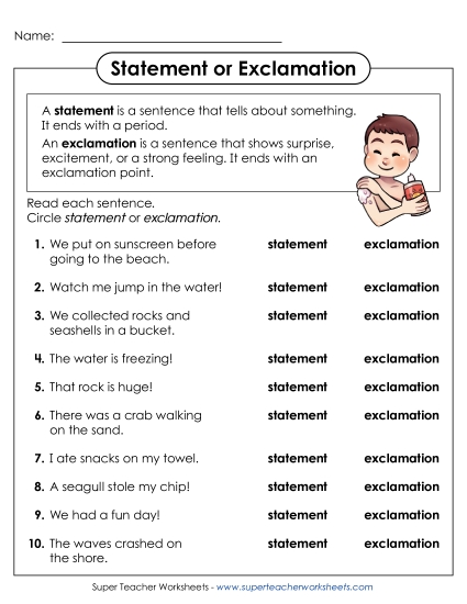 New Identify Statements and Exclamations Worksheet New Identify Statements and Exclamations Worksheet