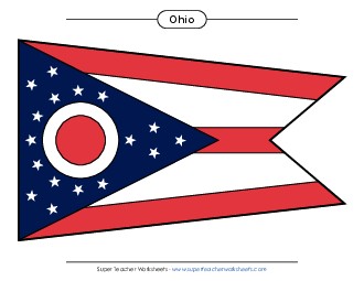 Ohio State Flag (Full-Color Version) States Individual Worksheet