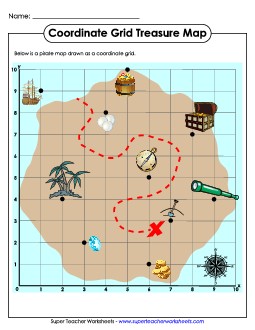 Treasure Map - Basic Geometry Worksheet