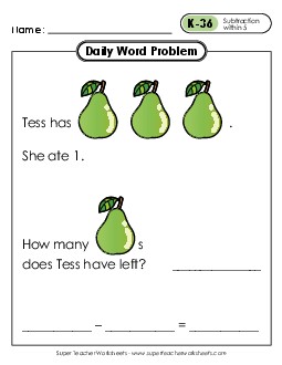 Daily Word Problems K-36 through K-40 Worksheet