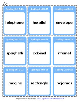 Flashcards (D-23) Spelling D Worksheet