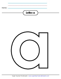 Outline - Lowercase a Alphabet Worksheet