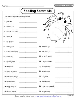 Word Scramble (F-2)  Free Spelling F Worksheet